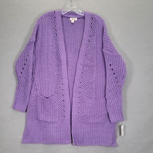 Style & co  Women's Open Cardigan Knit Sweater Long Sleeve Purple Size S